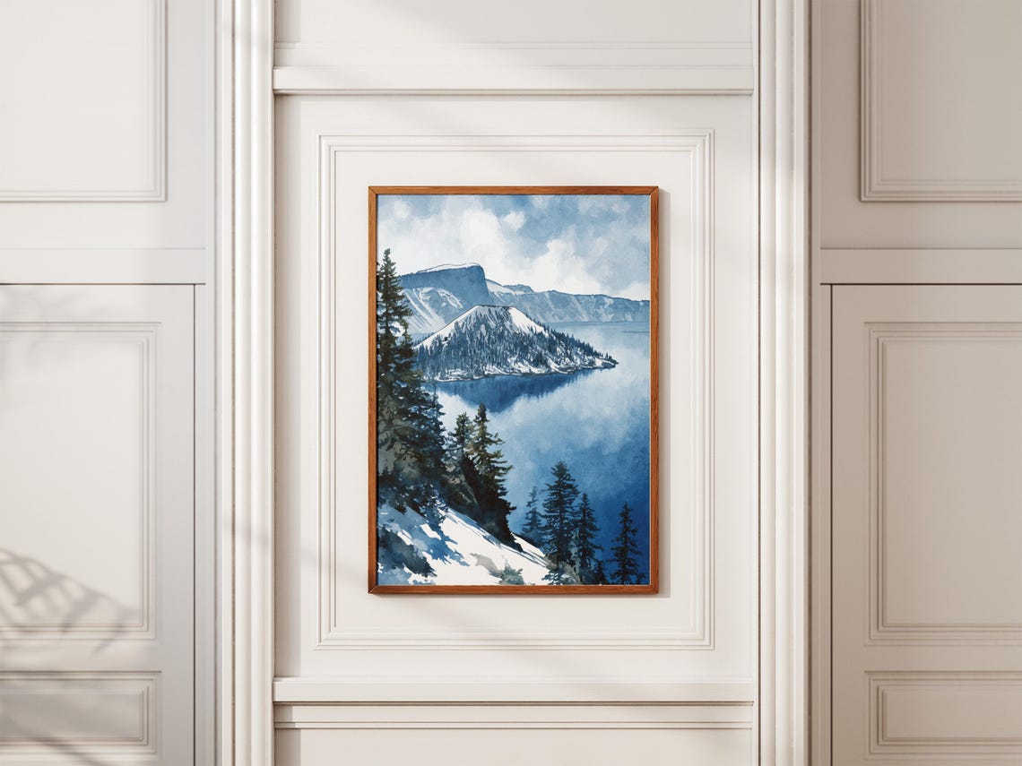 Crater Lake National Park Oregon Wizard Island Snow Lake Poster - Image 2