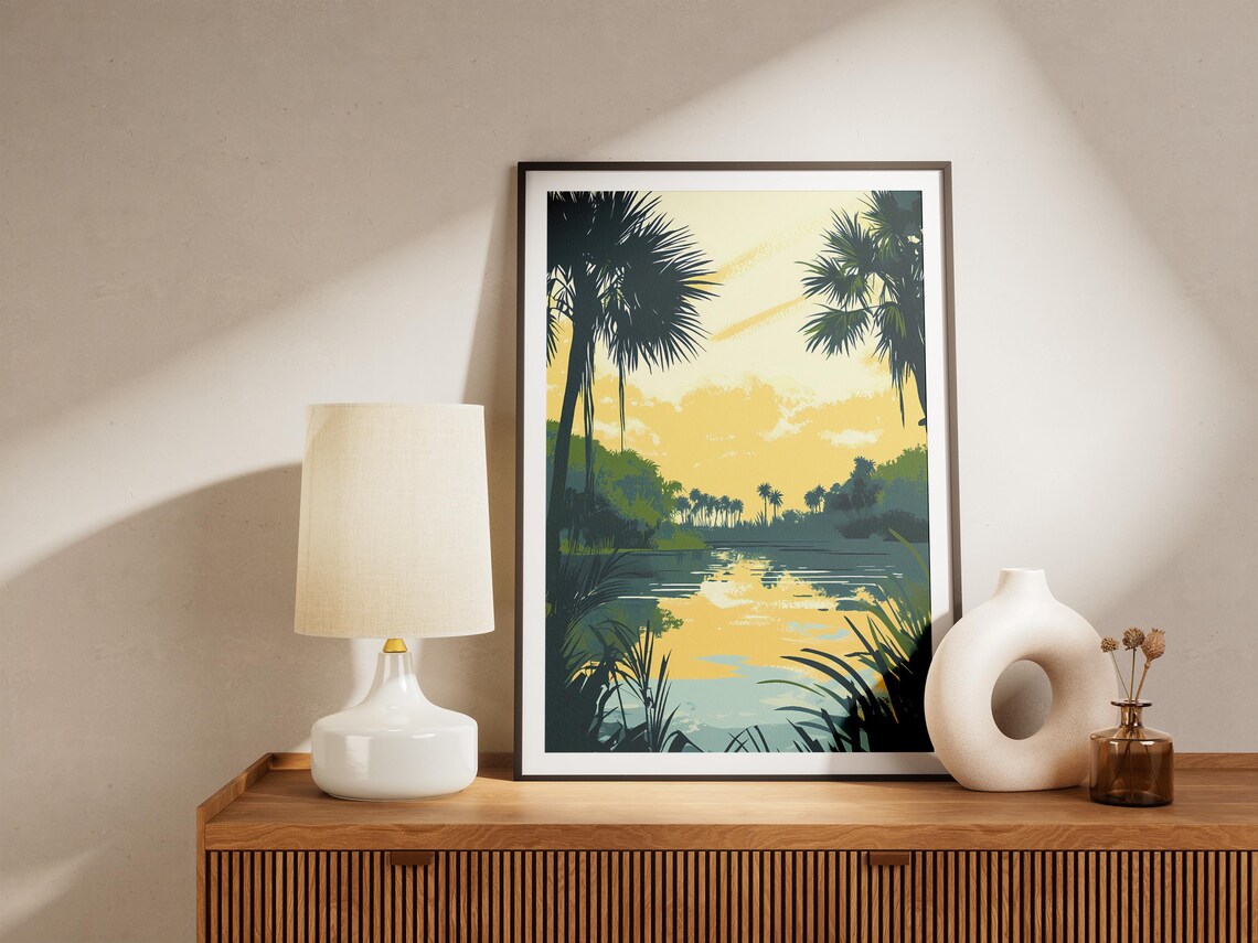 Everglades Florida Sunset Palms Wetland Waterway Nature Poster - Image 5