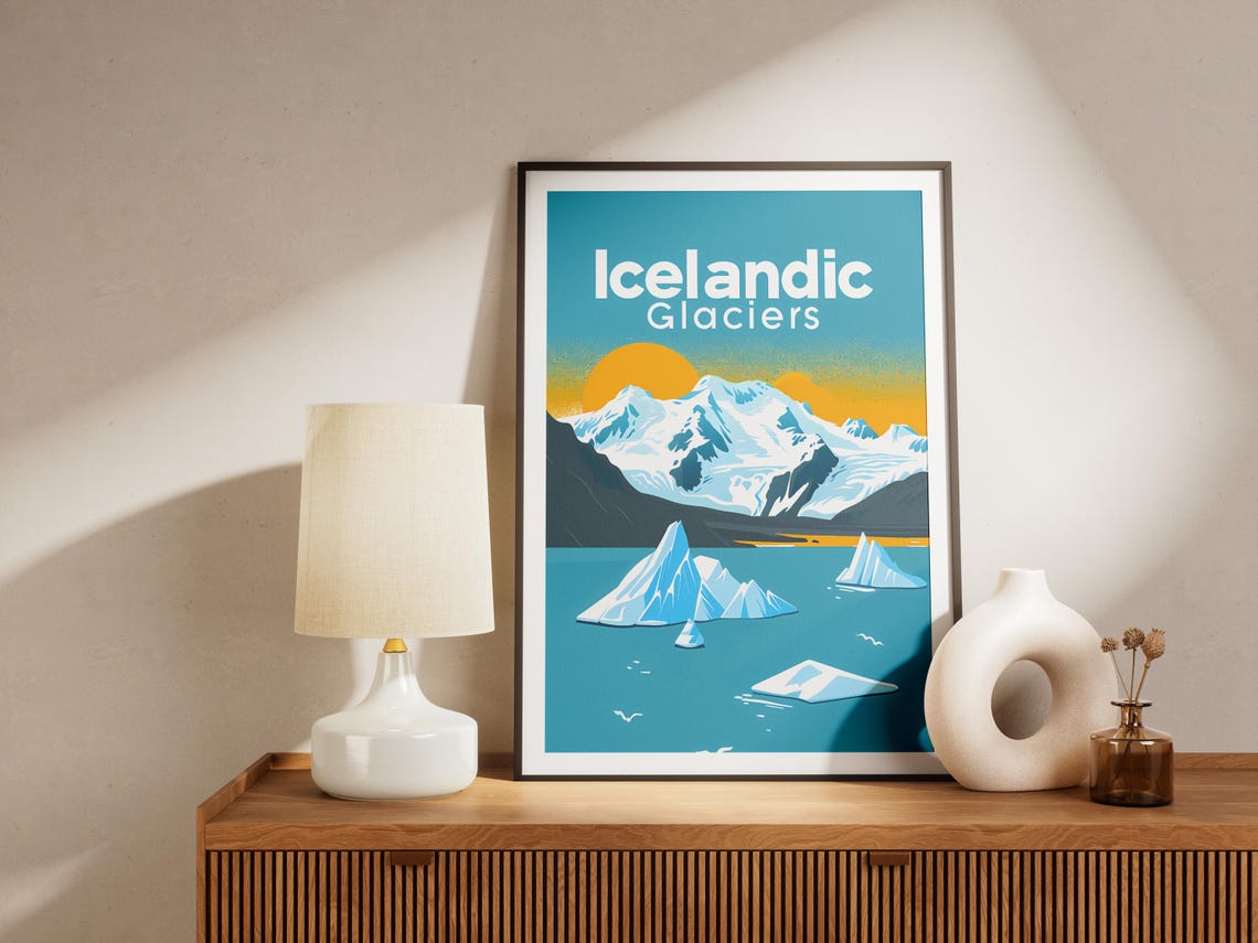 Icelandic Glaciers Arctic Golden Sun Iceberg Landscape Poster - Image 2