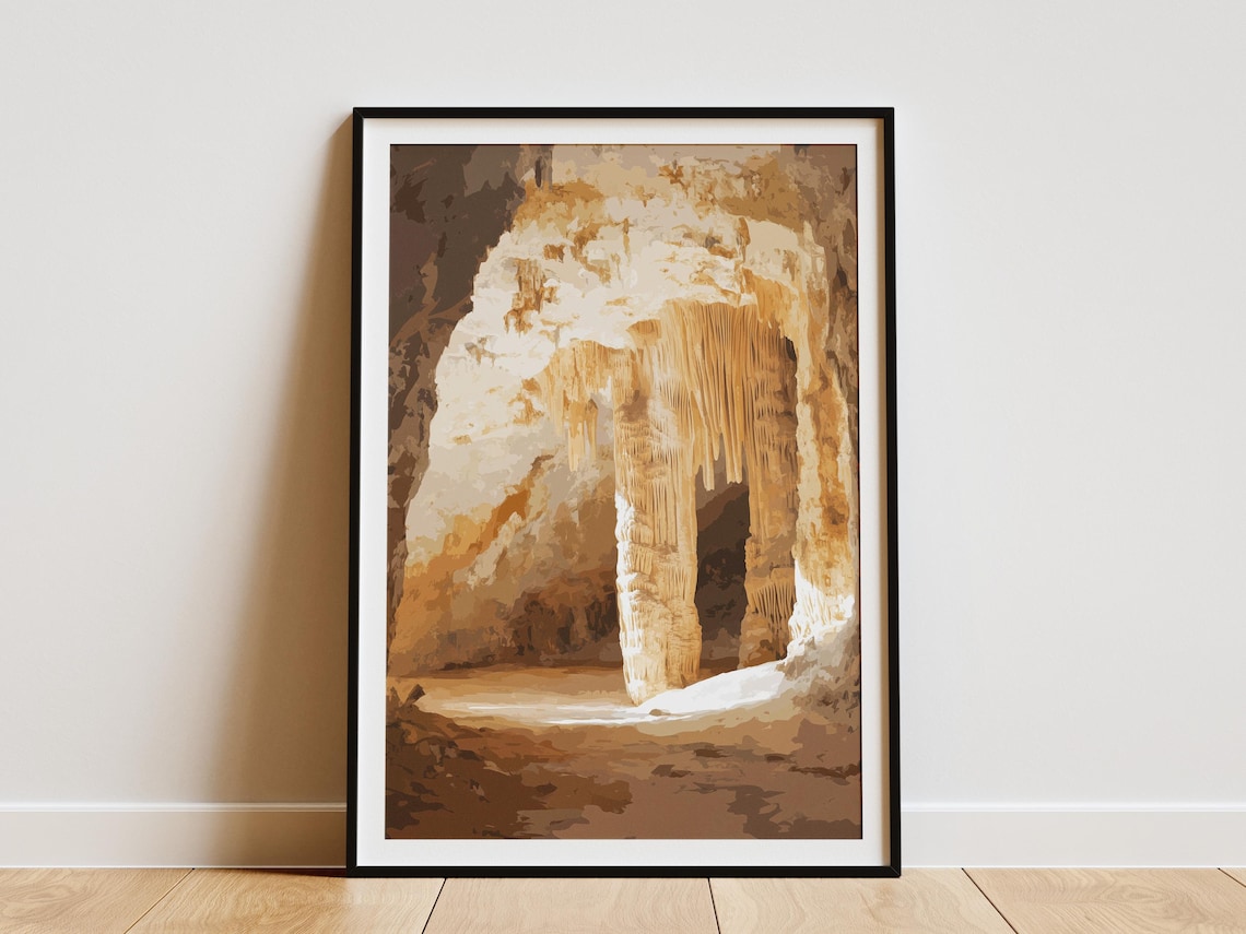 Carlsbad Caverns New Mexico Cave Stalactites Natural Wonder Art Poster