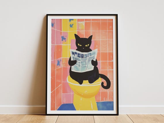 Tonkinese Cat Newspaper Toilet Poster Bathroom Wall Art Funny Print Lover Gift Novelty Restroom Decor Unique Home Modern