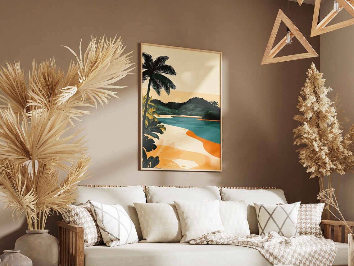 Coiba National Park Panama Palm Beach Curved Sand Bay Poster - Image 3