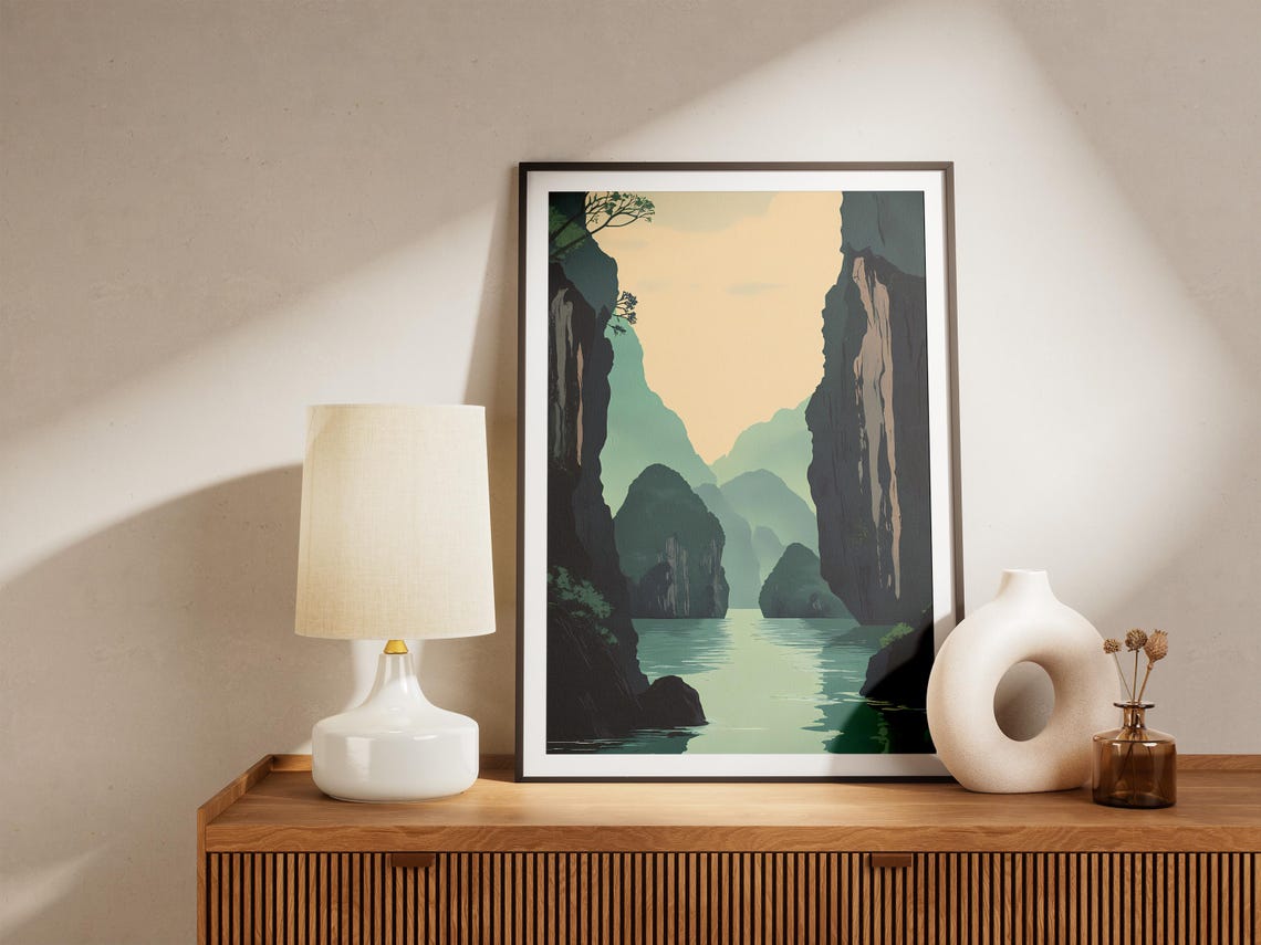 Son Doong Cave Misty Green Karst Canyon River Illustration Poster - Image 5