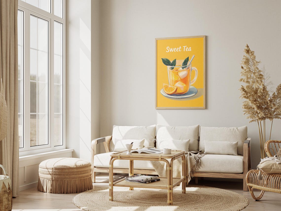 Sweet Tea Iced Lemon Glass Bold Yellow Retro Summer Drink Poster - Image 4