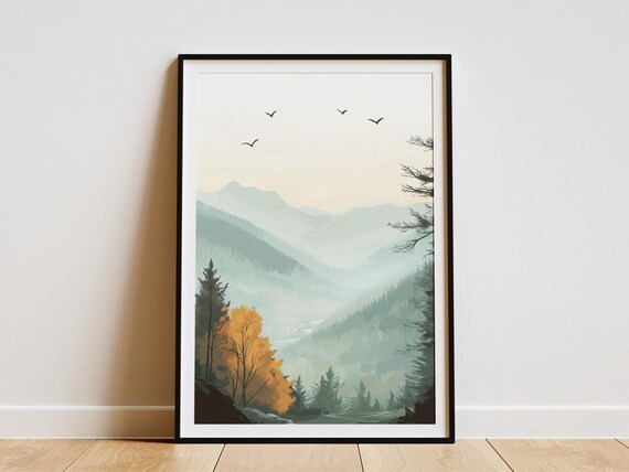 Cuyahoga Valley National Park Ohio Misty Mountain Birds Art Poster