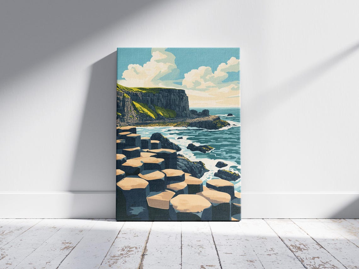 Basalt Column Cliffs Beside Turquoise Ocean Waves Scenic Poster - Image 2