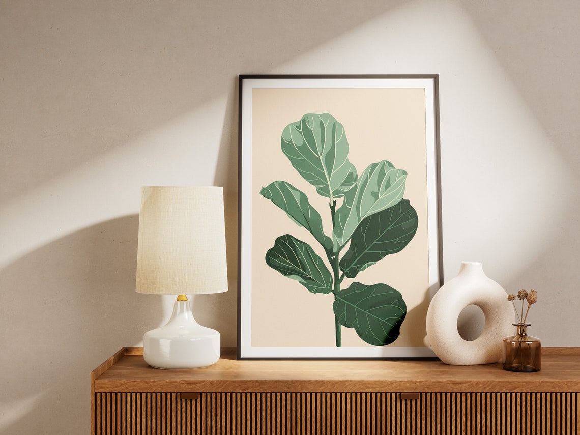Minimalist Fiddle Leaf Fig Poster Green Leaf Plant Wall Art Boho Home Decor Modern Botanical Print - Image 2
