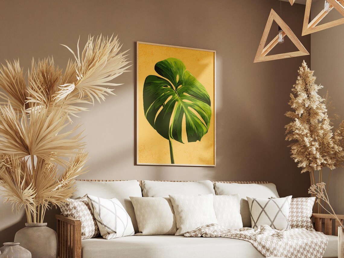 Monstera Leaf Art Print Tropical Plant Poster Botanical Wall Hawaiian Decor Modern Home Deliciosa - Image 3