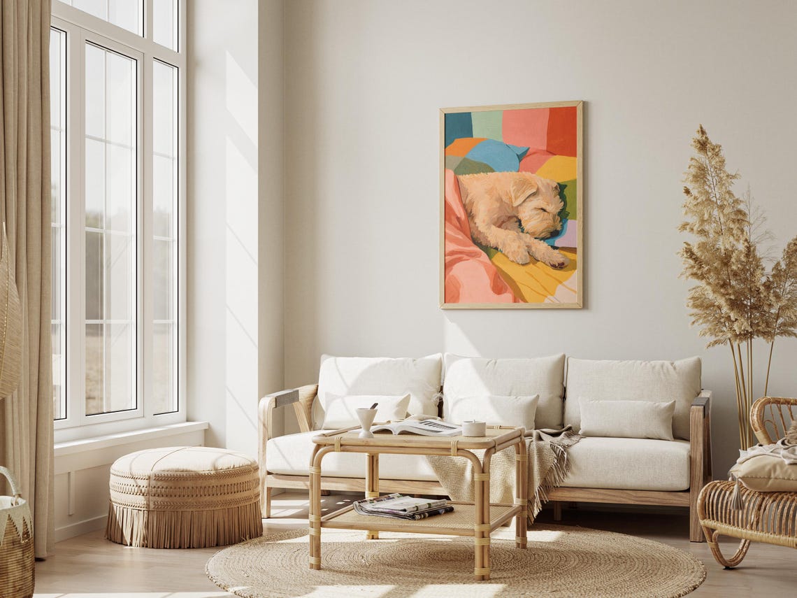 Soft Coated Wheaten Terrier Sleeping Dog Art Print - Image 3