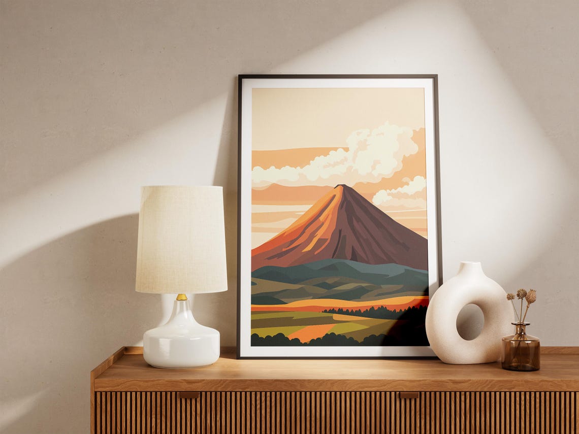 Mayon Volcano in the Philippines Sunset Landscape Art Poster - Image 5