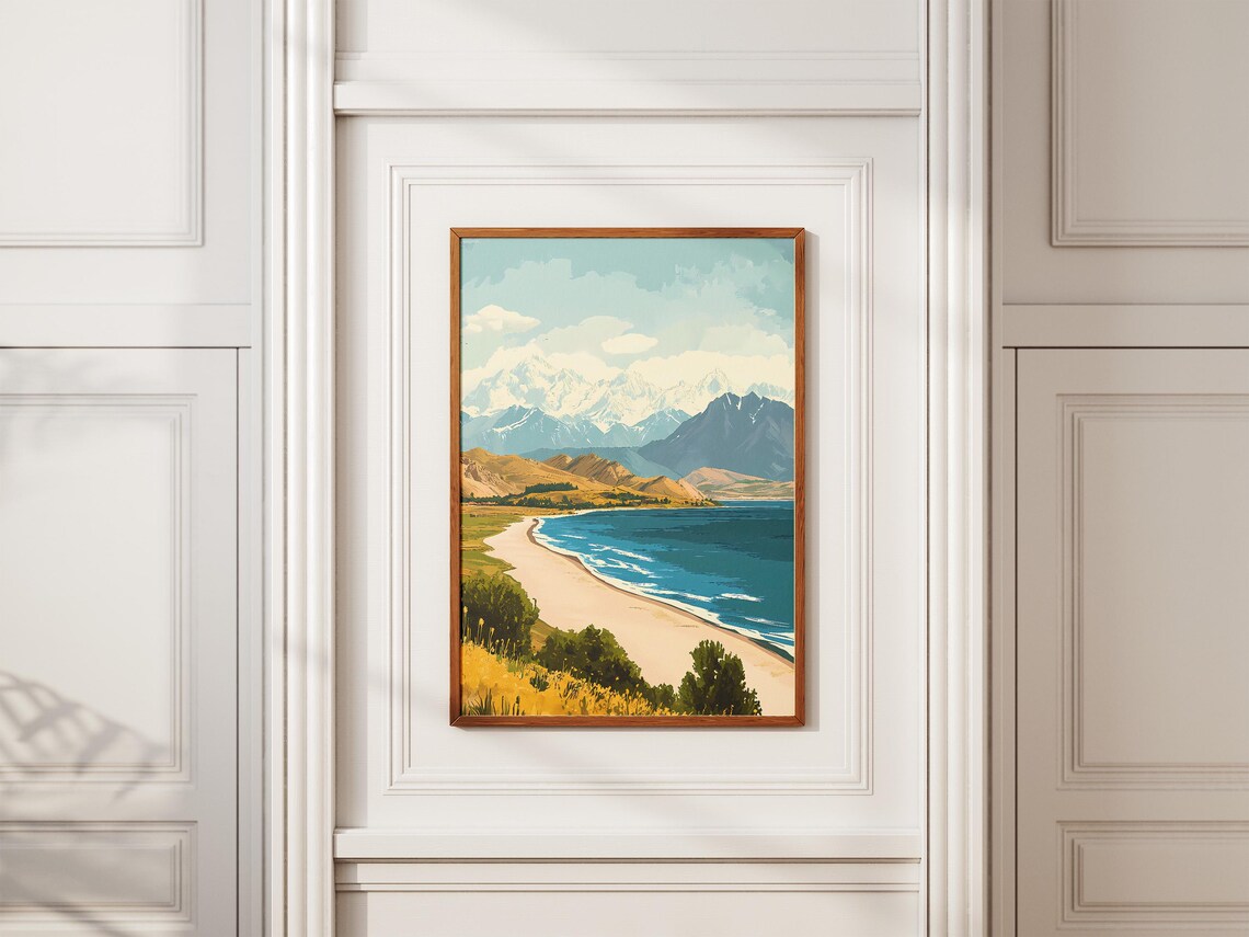 Issyk Kul Lake Kyrgyzstan Snow Capped Mountains Beach Travel Poster - Image 2