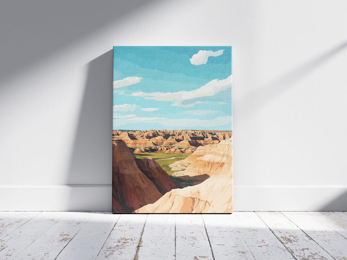 Badlands Eroded Rock Formations Under a Turquoise Sky Poster - Image 2