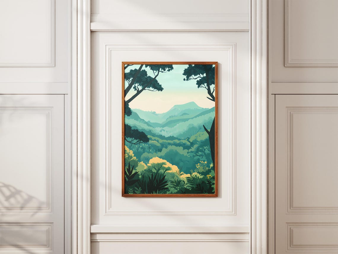 Lush Tropical Forest Valley With Mountain View Travel Poster - Image 2