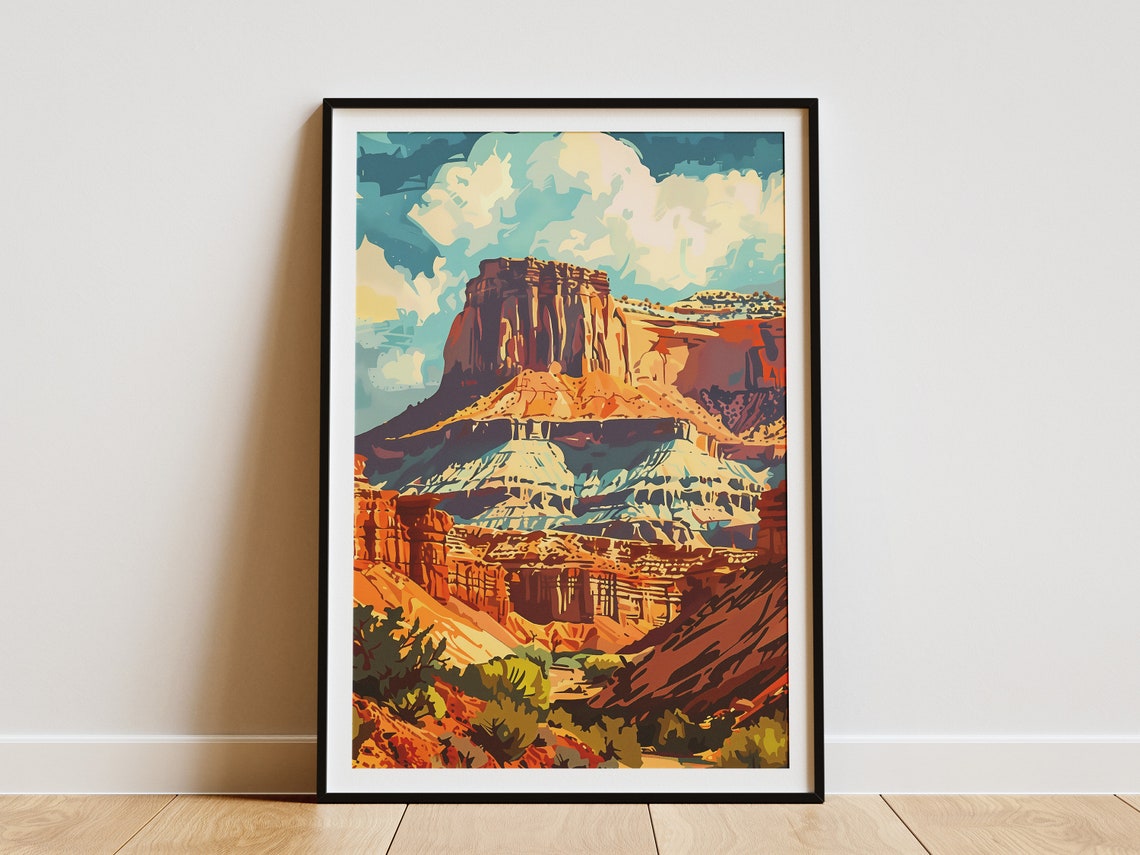 Capitol Reef National Park Red Rock Dome Desert Canyon Vintage Poster