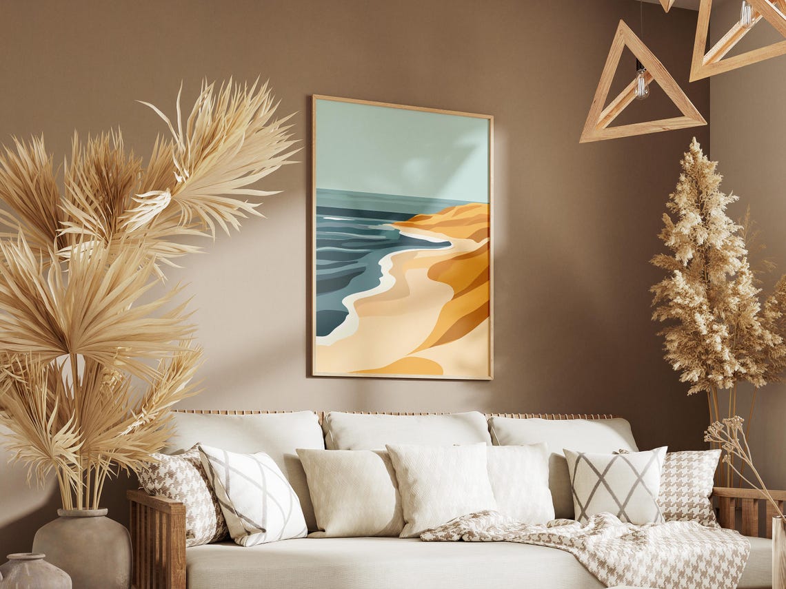 Golden Sand Dune Coastline Abstract Minimalist Beach Art Poster - Image 3