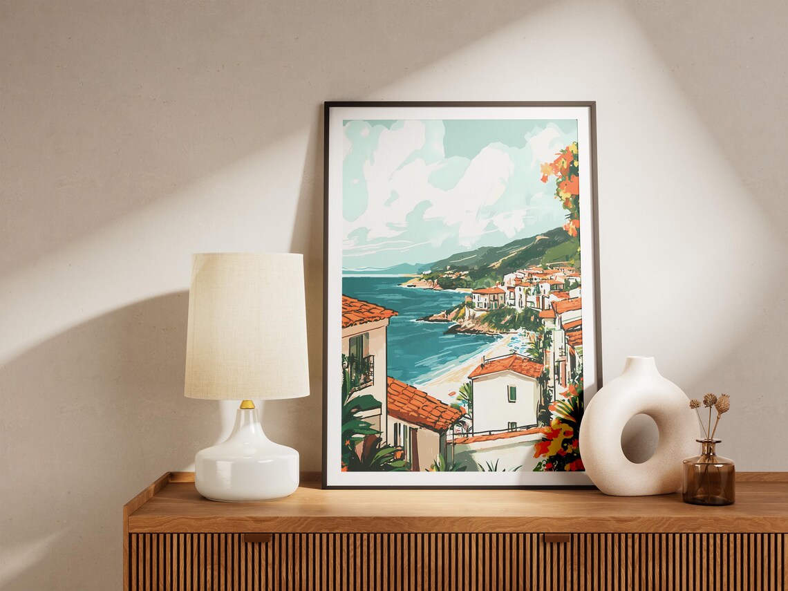 Italian Coastal Village With White Houses Over Blue Sea Poster - Image 5