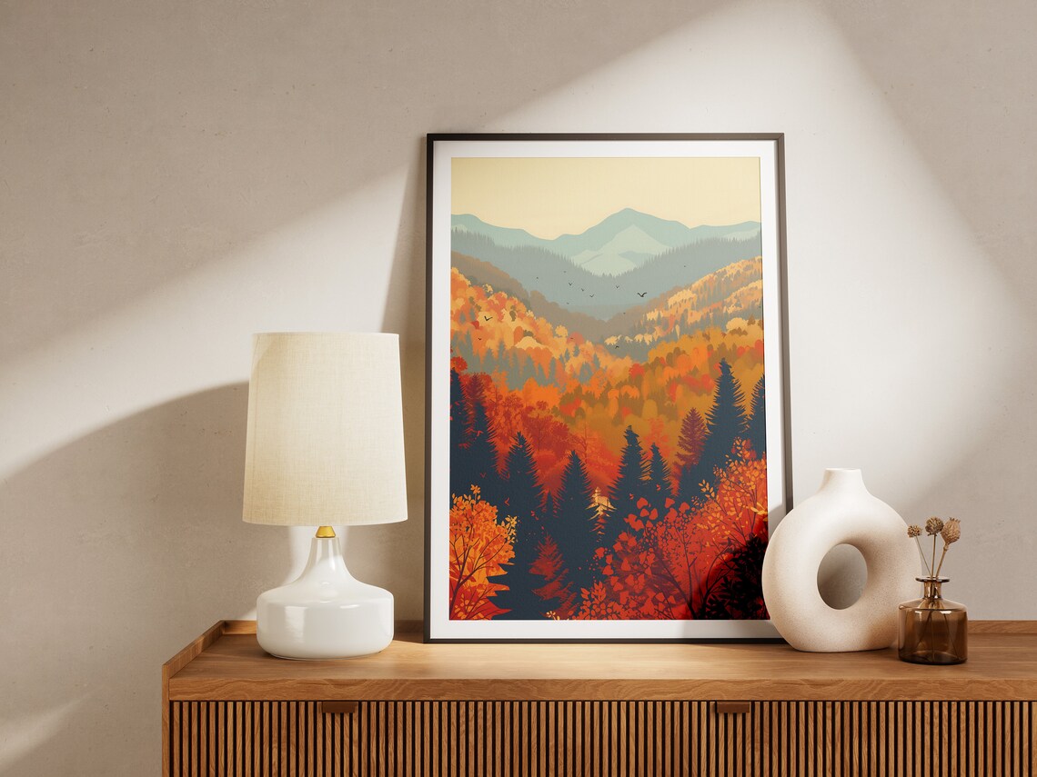 Vermont Fall Forest Poster, Autumn Mountain Landscape - Image 2