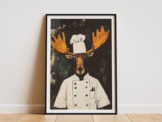 Moose Chef Funny Kitchen Art Poster