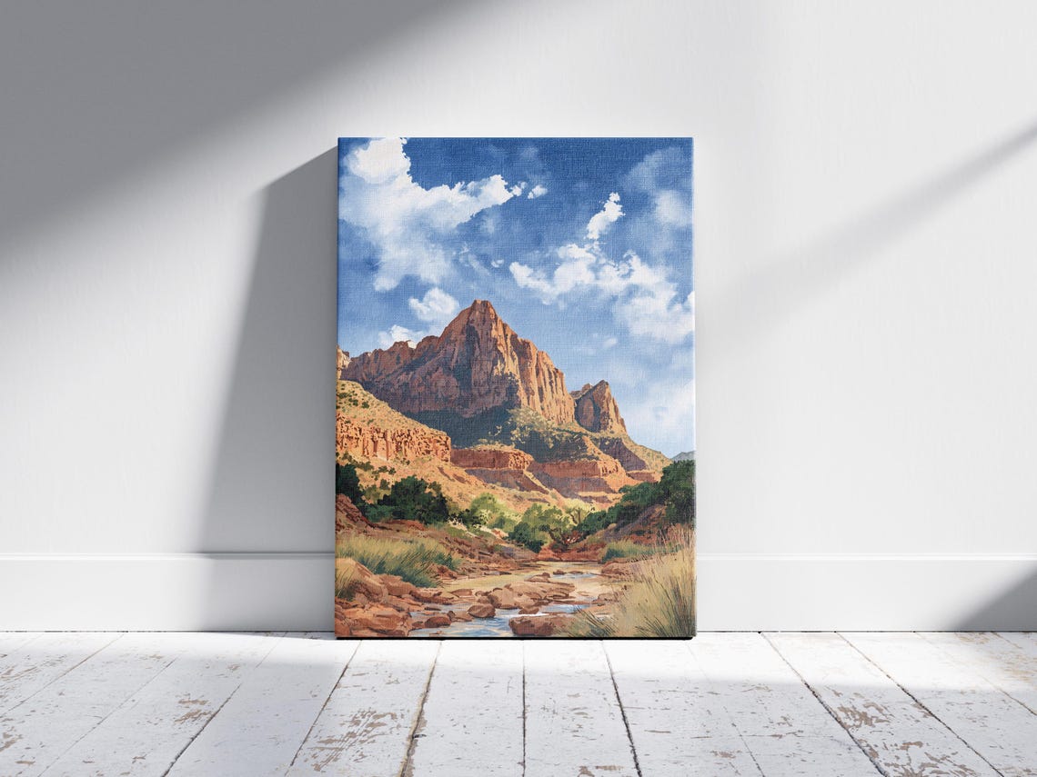 Red Rock Canyon River Desert Vintage Style Travel Landscape Poster - Image 2