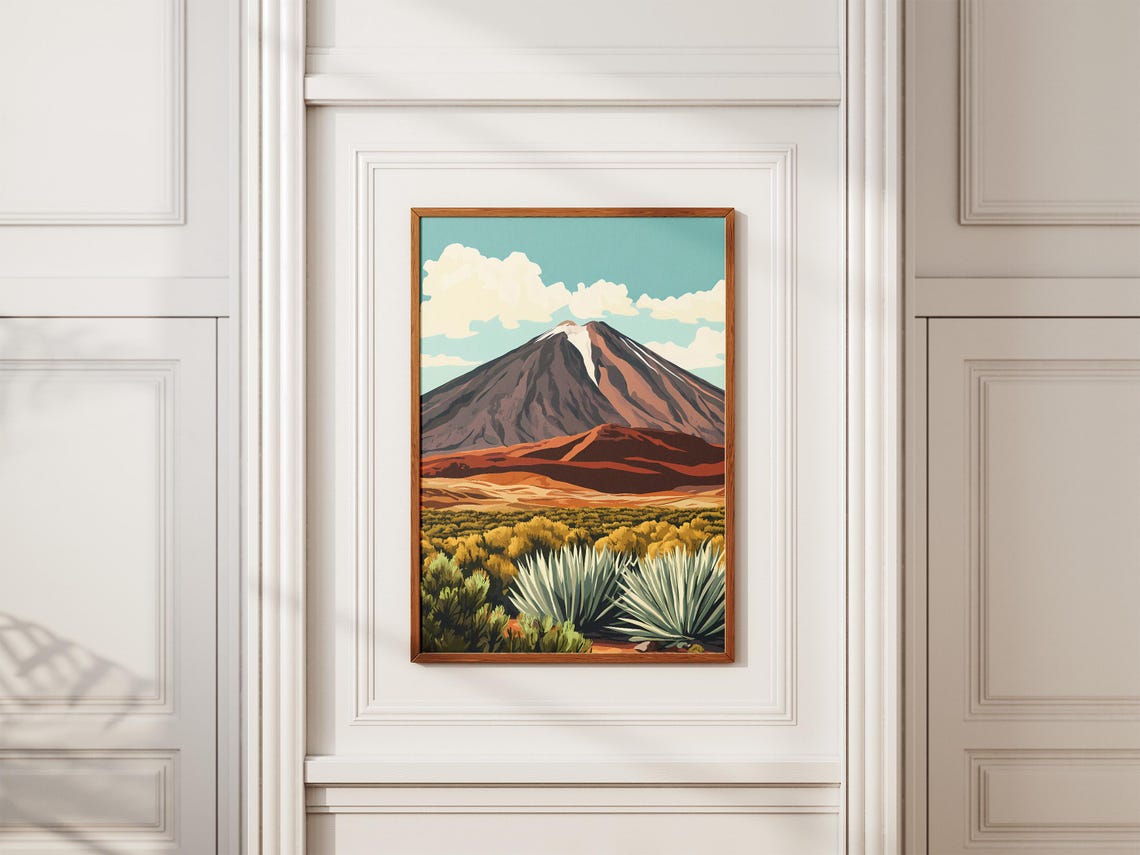 Conical Volcano Red Desert Agave Plants Dramatic Mountain Poster - Image 2