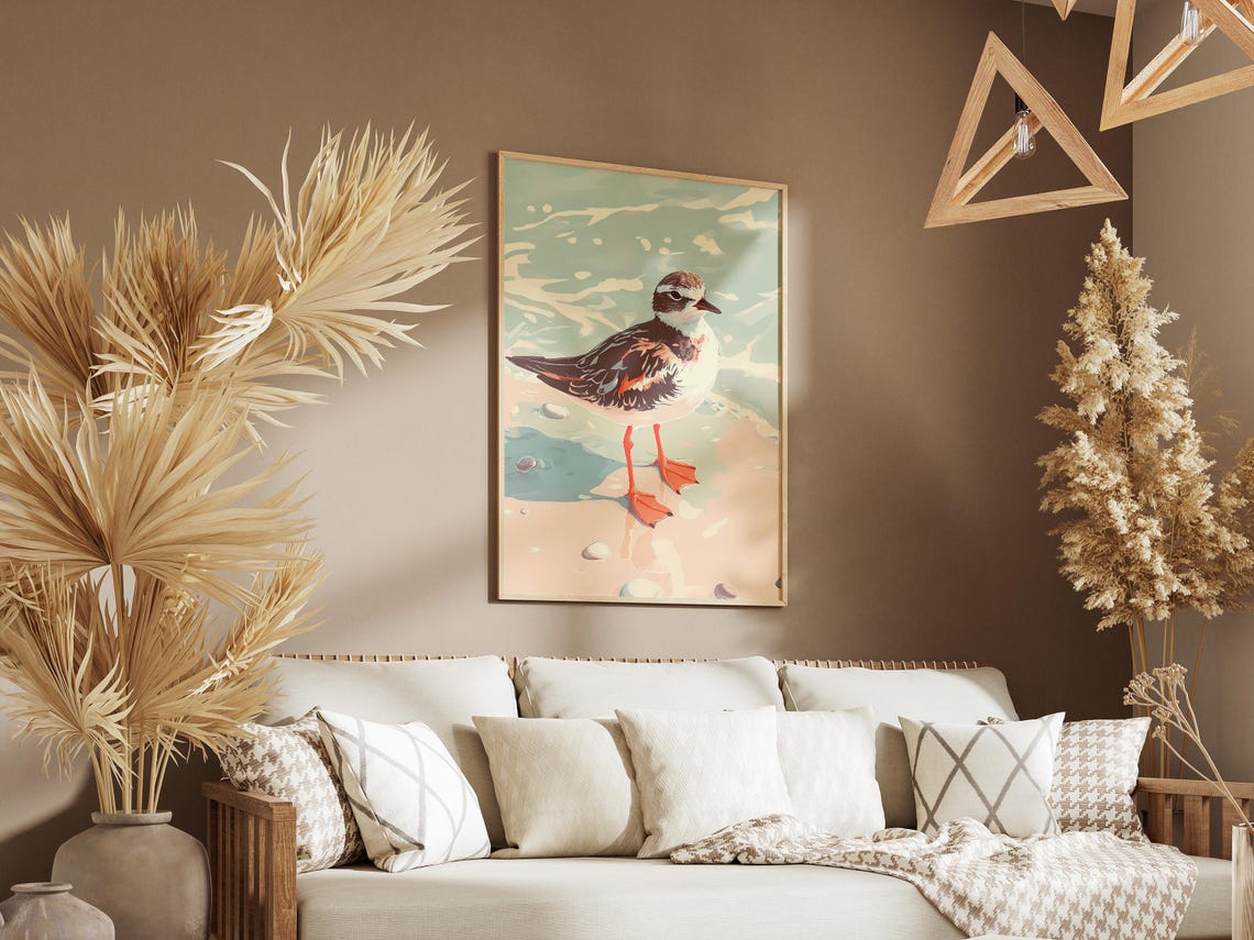 Ruddy Turnstone Shorebird Standing on Sandy Beach Coastal Poster - Image 3