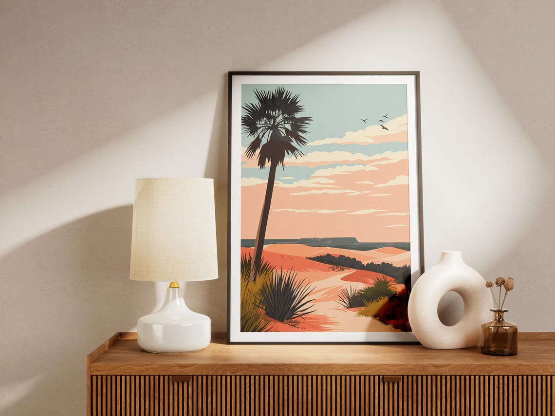 Donana Desert Dunes Palm Tree Sunset Landscape Travel Poster - Image 4