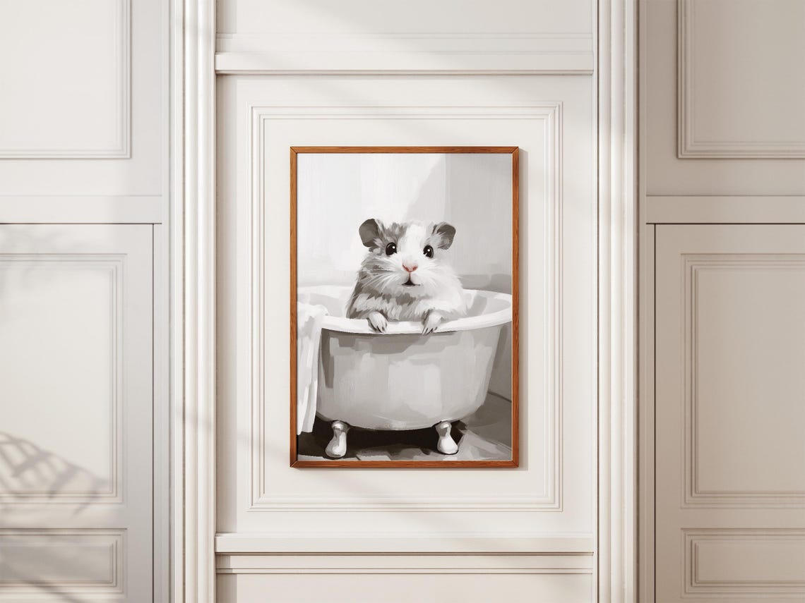 Hamster In Bathtub Minimalist Animal Art Print - Image 2