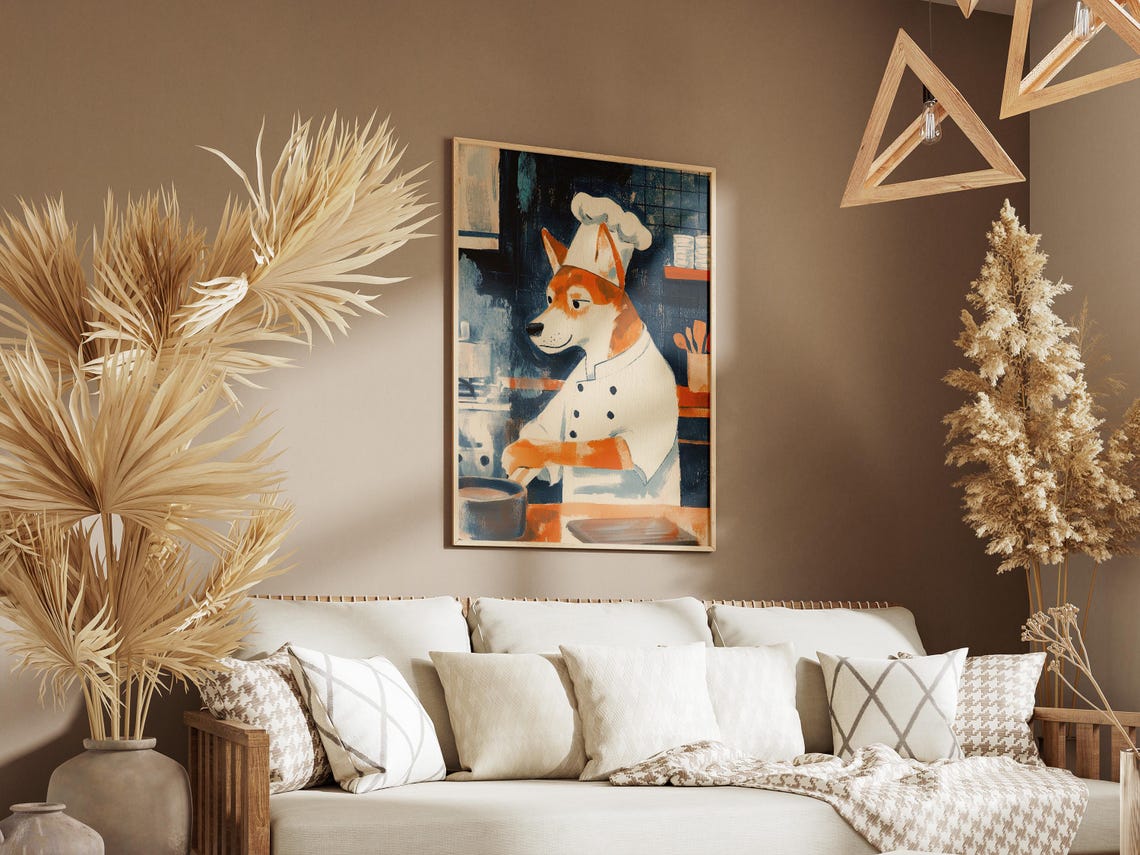 Husky Chef Poster Dog Art Print Kitchen Wall Funny Cooking Whimsical Decor Lover Gift - Image 3