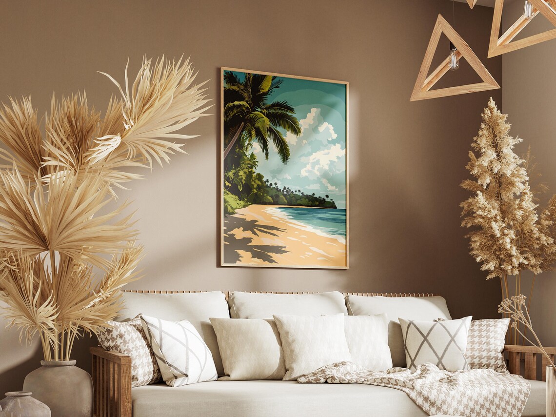 Upolu Samoa Palm Fringed Golden Sand Beach Travel Landscape Poster - Image 3