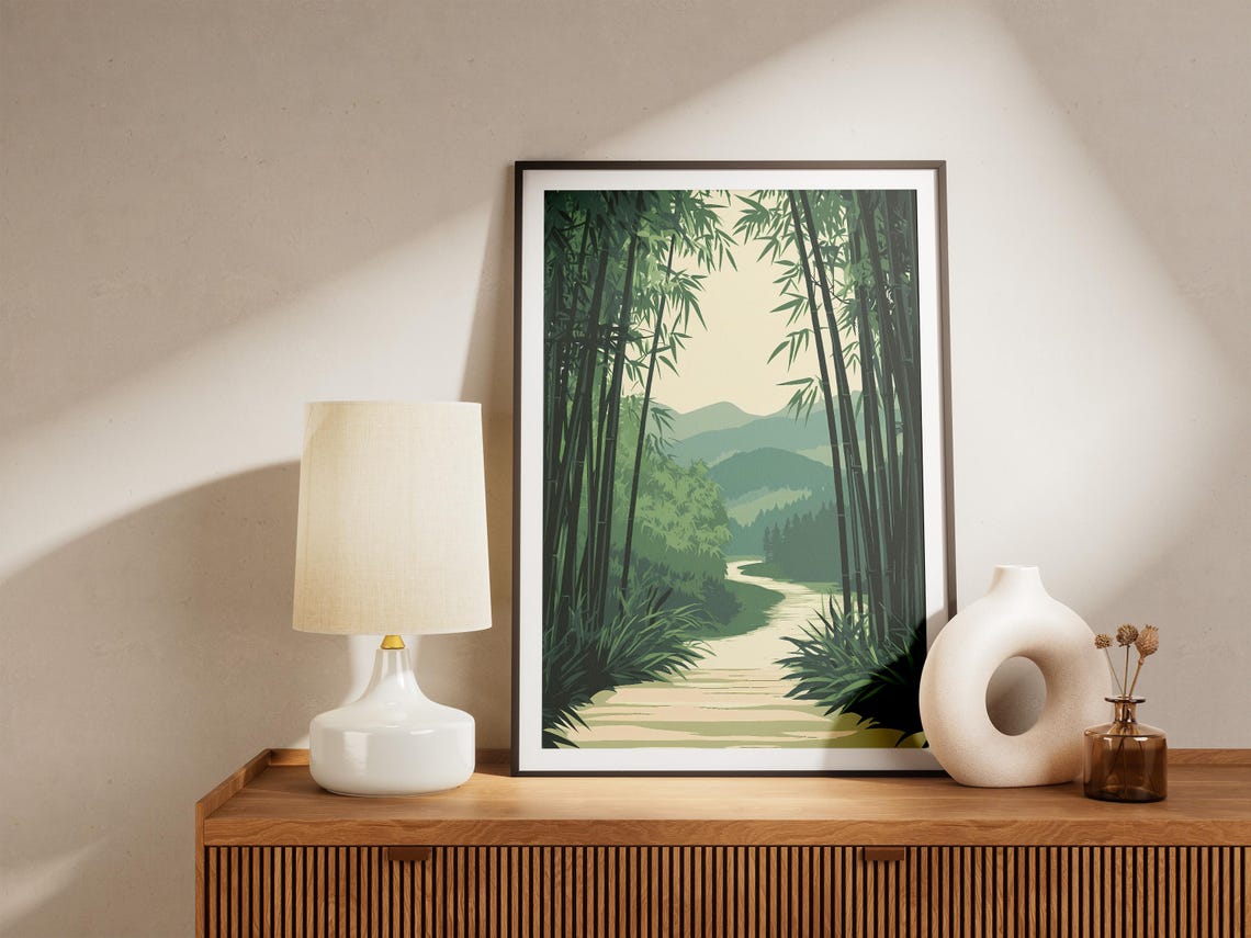 Arashiyama Bamboo Forest Japan Green Grove Pathway Art Poster - Image 5