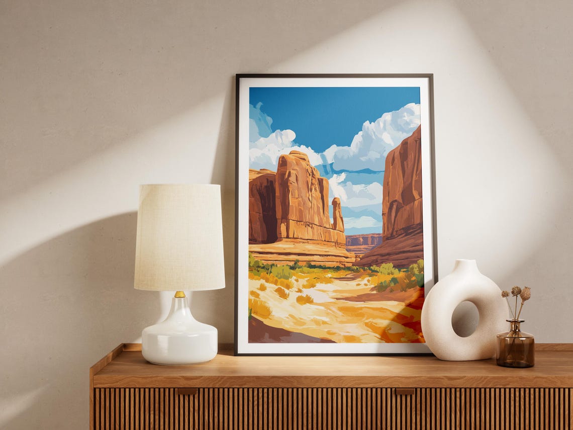 Arches Desert Red Rock Tower Formations Blue Sky Travel Poster - Image 4