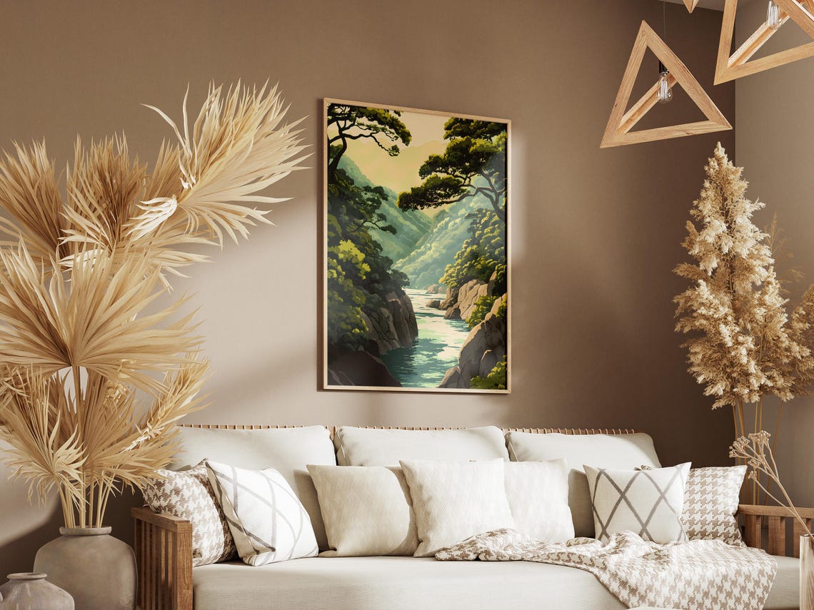 Yakushima Japan Emerald River Gorge Through Lush Green Forest Poster - Image 3