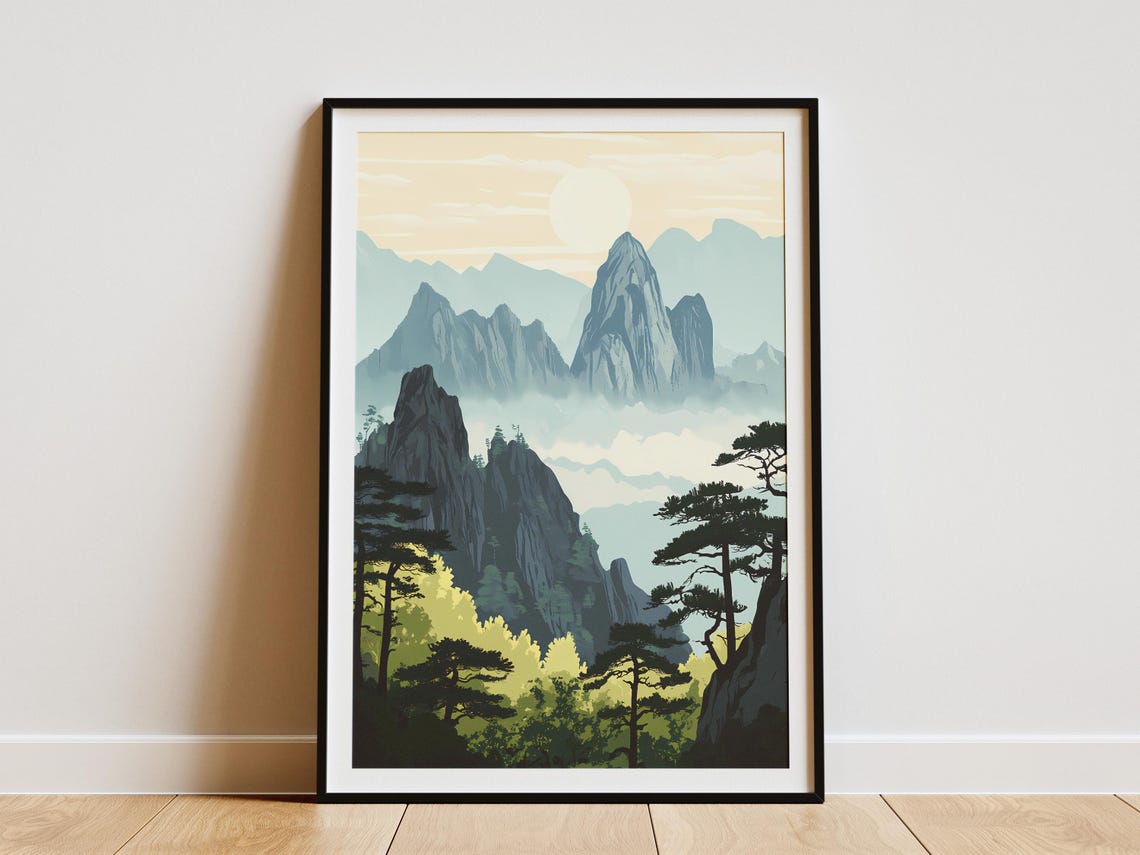 Sanqingshan National Park China Misty Granite Peaks Mountain Poster