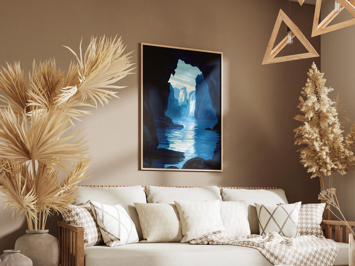 Reed Flute Cave China Blue Karst Cave River Nature Travel Poster - Image 3