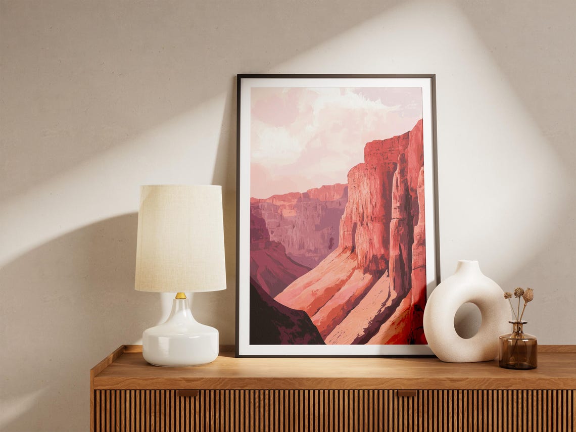 Red Rock Canyon Walls Glowing In Soft Pink Light Desert Poster - Image 4