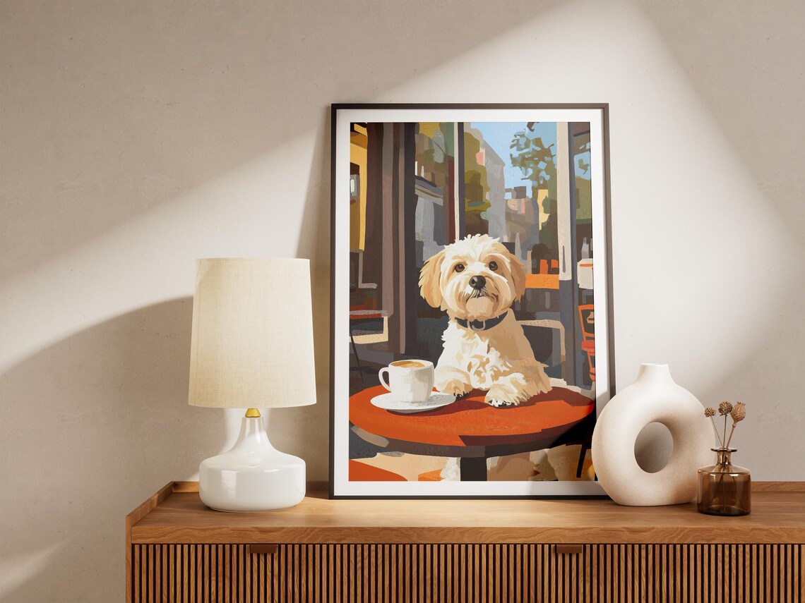 Havanese Dog Matisse Style Cafe Coffee Art Print - Image 4