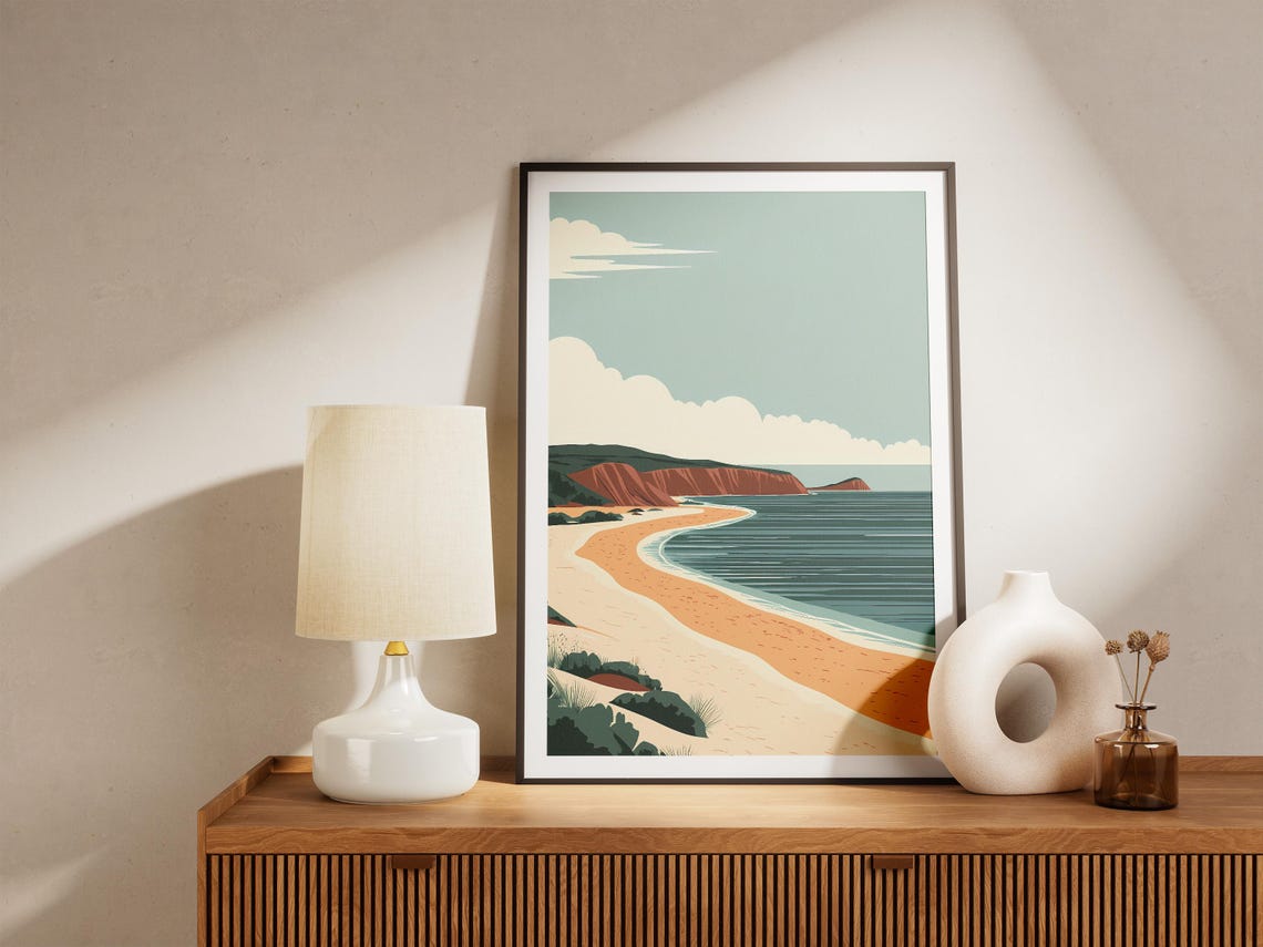 Shark Bay Australia Red Cliffs Sandy Beach Coastal Travel Poster - Image 5