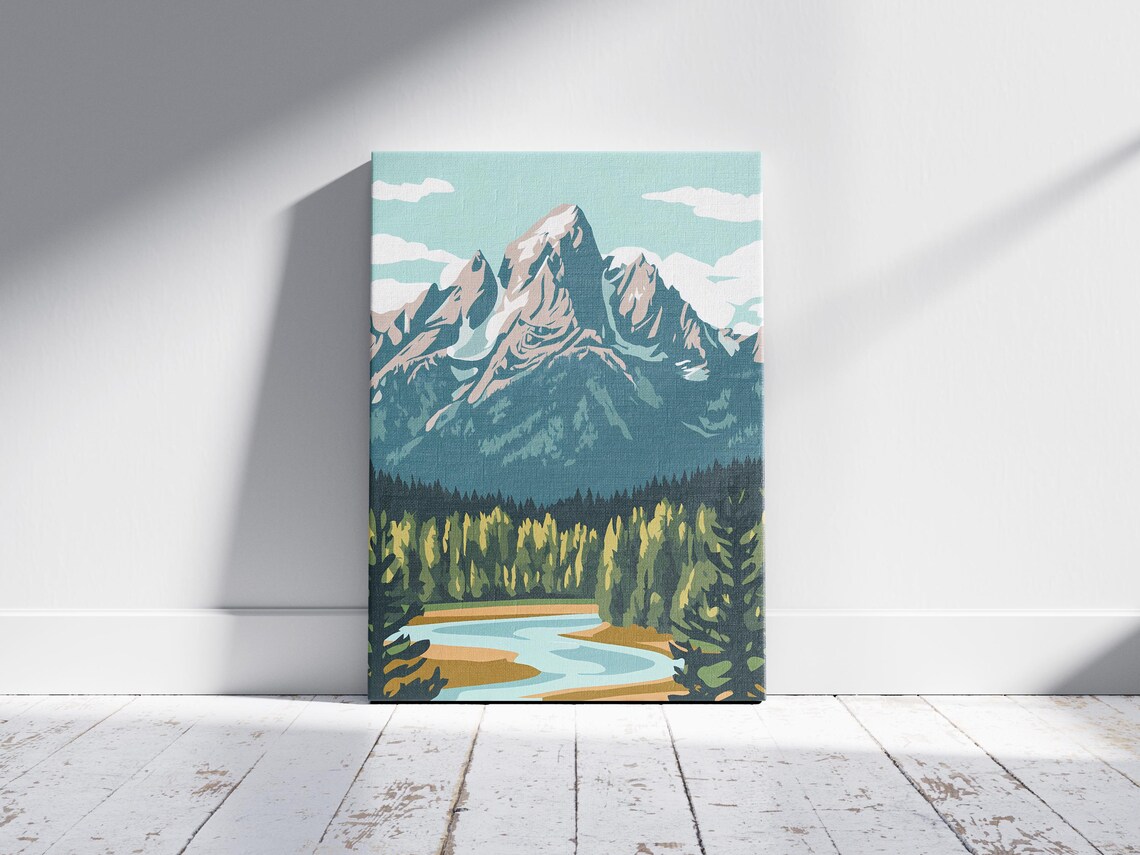 Grand Teton National Park Poster Wyoming Mountain Landscape Travel - Image 2