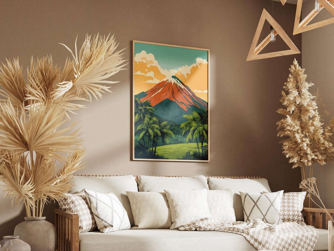 Perfect Cone Volcano Surrounded By Lush Palm Trees Travel Poster - Image 3