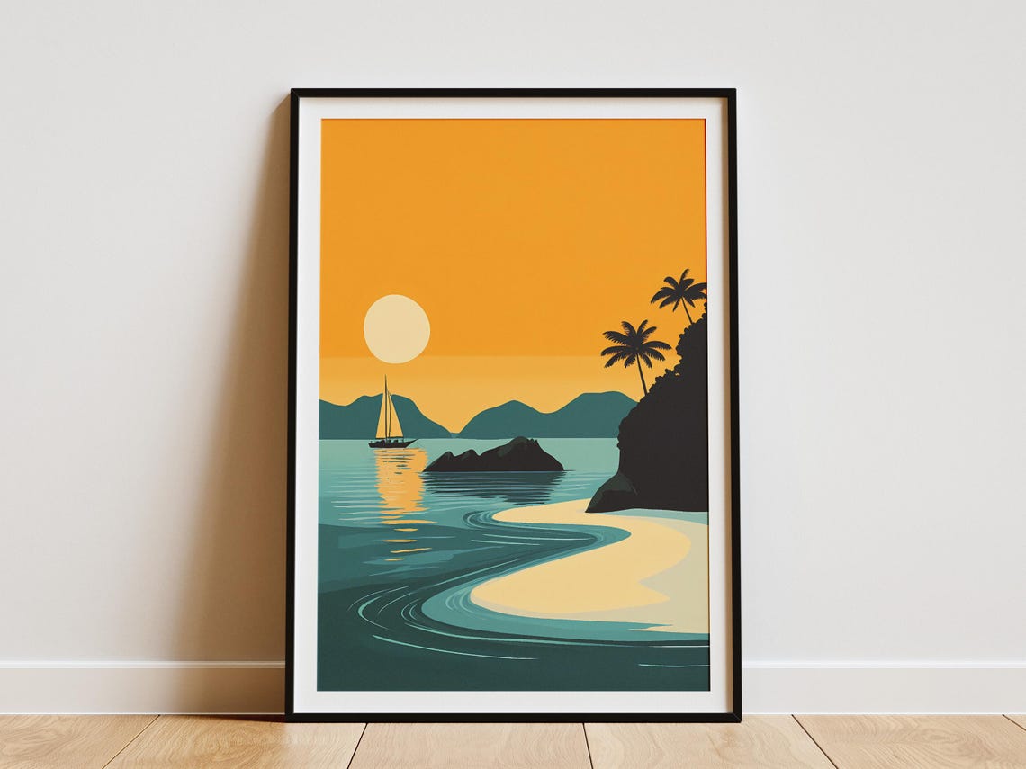 Mergui Archipelago Sunset Sailboat Golden Bay Myanmar Poster