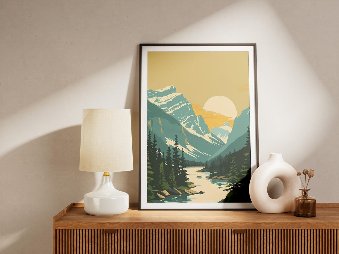 Jasper National Park Canada Alpine Lake Sunrise Minimalist Poster - Image 2