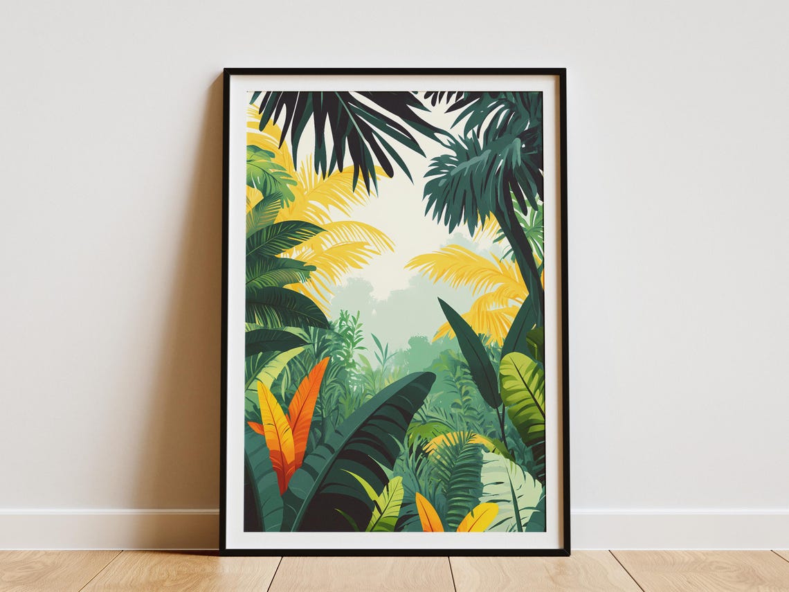 Sumatran Rainforest Dense Canopy Giant Palm Leaves Jungle Poster