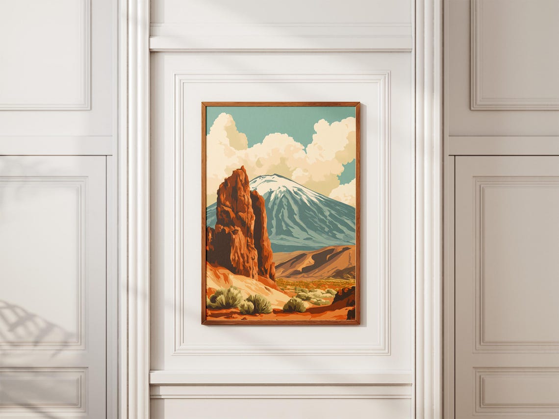 Mount Teide Snowcap Volcano Red Rock Pillar Desert Canary Poster - Image 2