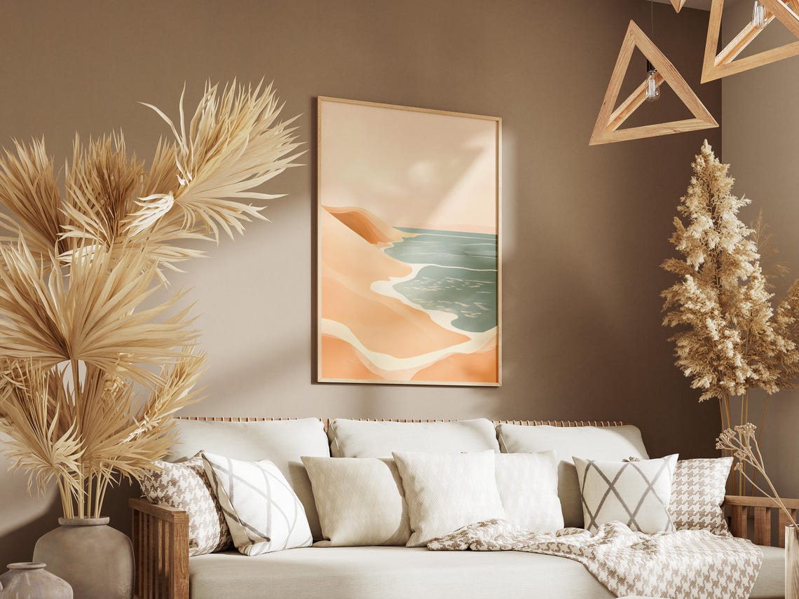 Beige Sand Dunes Minimalist Abstract Coastal Illustration Poster - Image 3