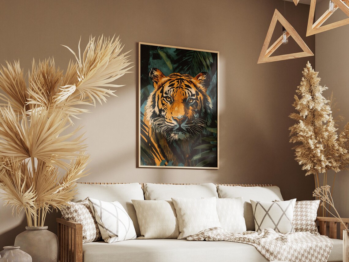 Majestic Tiger Face Jungle Wildlife Big Cat Portrait Art Poster - Image 3