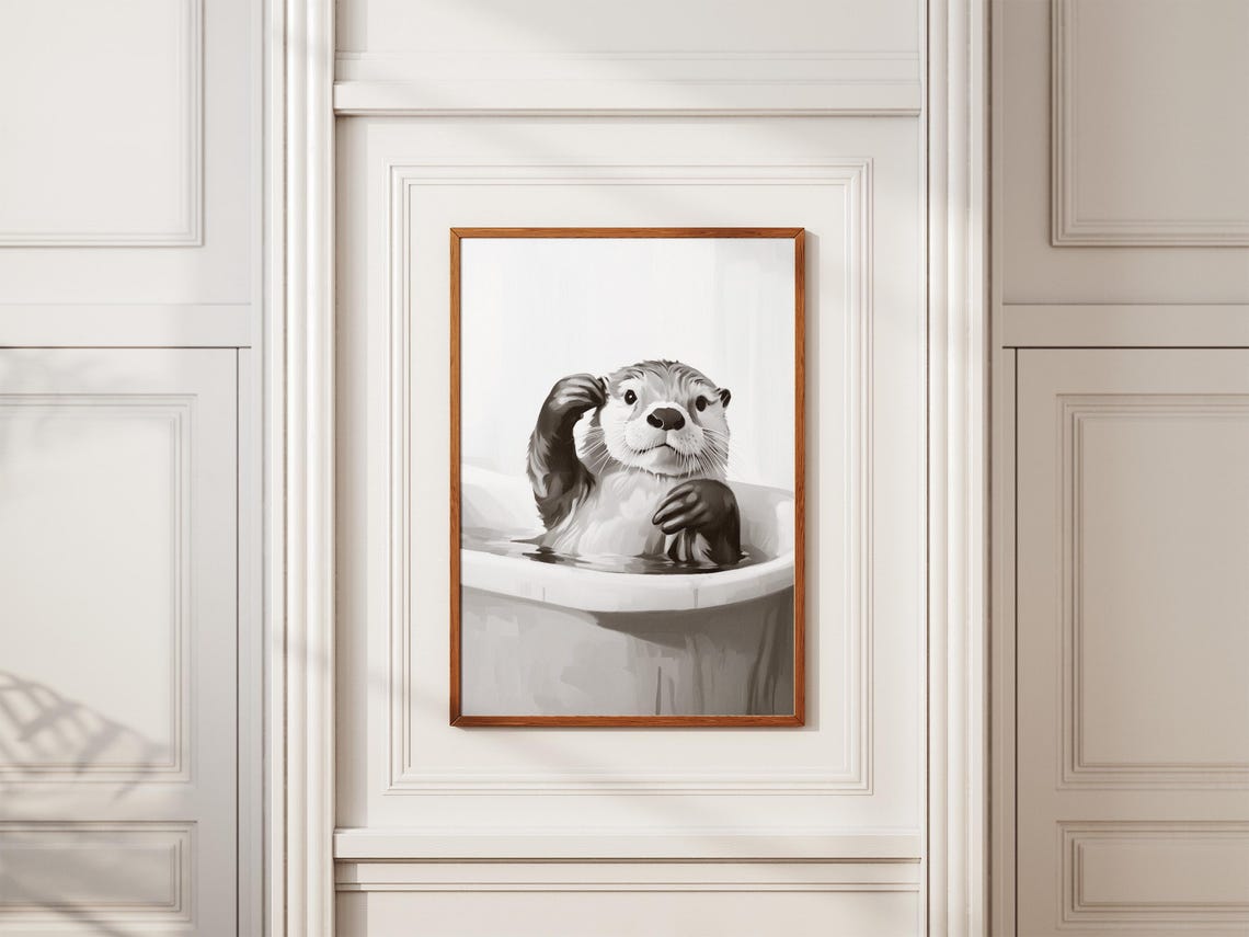 Sea Otter Bathtub Poster Bubble Bath Art Print Bathroom Wall Decor Cute Animal Funny Gift Home Artwork - Image 2