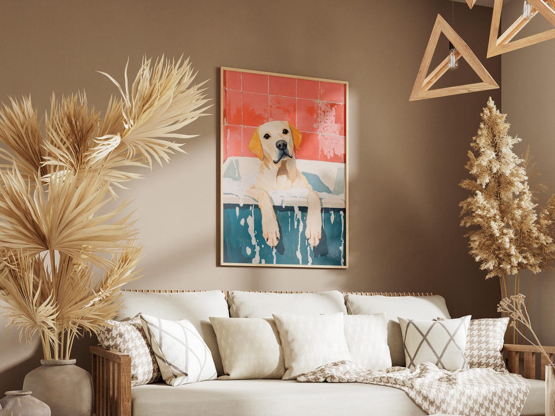 Labrador Retriever Dog Art Print In Bathtub Poster Pet Wall Bathroom Decor Lover Gift Cute - Image 3
