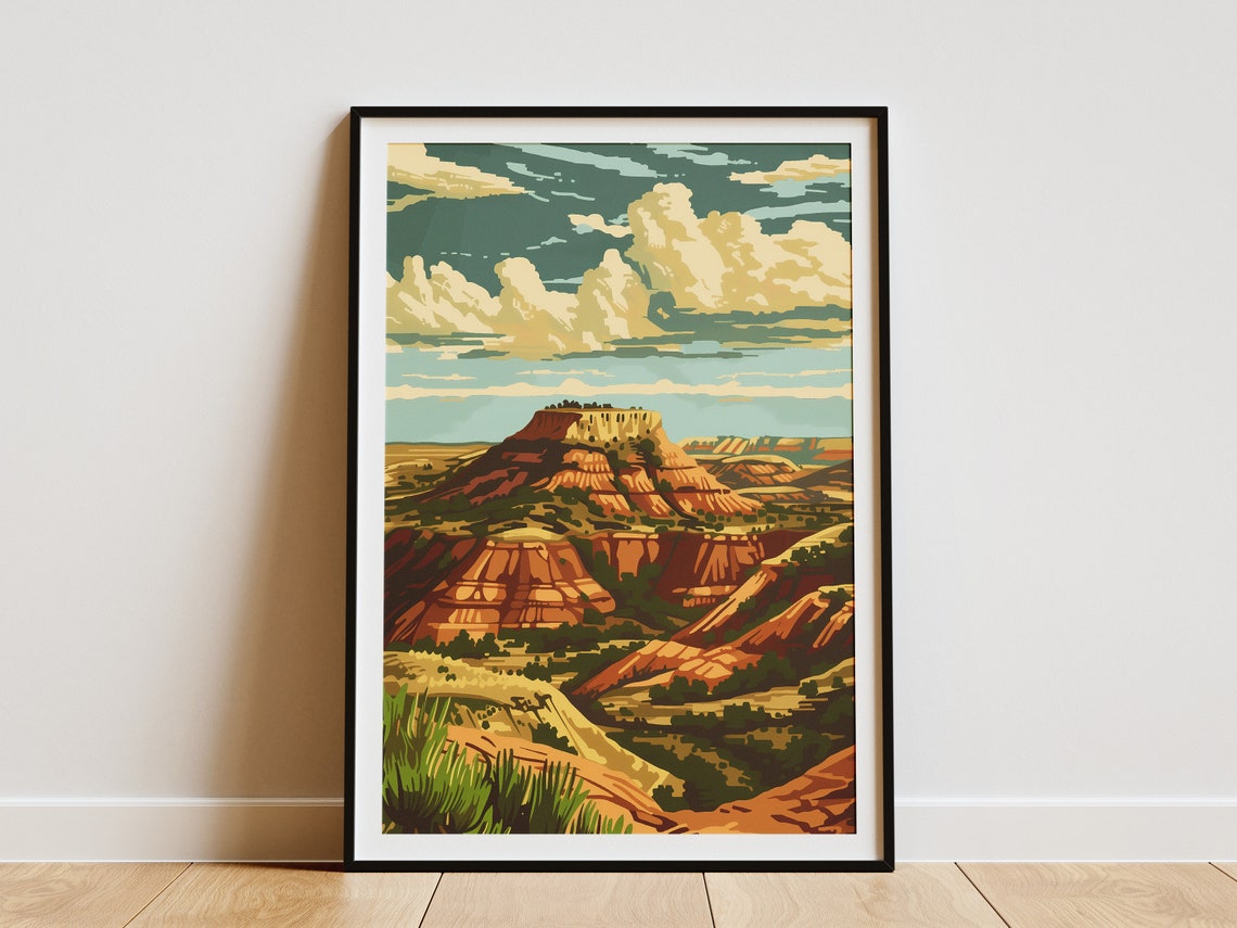 Theodore Roosevelt Badlands Painted Butte Sunset National Park Poster