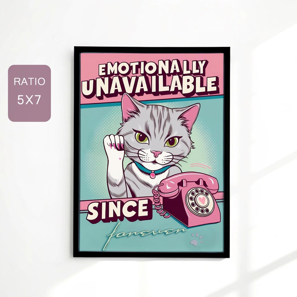 Funny Cat Poster, Modern Pop Art Room Decor - Image 2