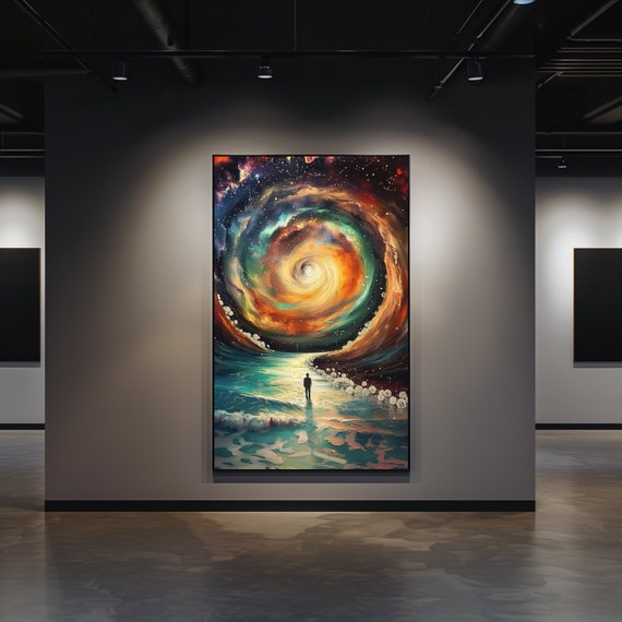Cosmic Journey Vibrant Colorful Surrealism Sea Starry Wormhole Art Poster Swirls Unframed Printed Art Cosmos